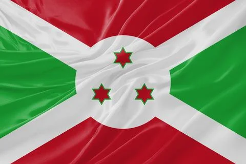 Burundi Flag Waving Textures Silk Background Stock Illustration