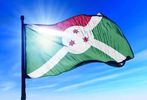 Burundi flag waving on the wind Stock Illustration