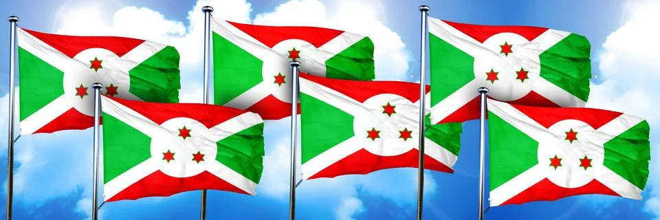 Burundi flags, 3D rendering, on a cloud background イラスト素材