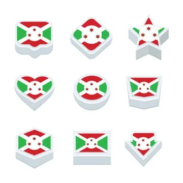 Burundi flags icons and button set nine styles Stock Illustration