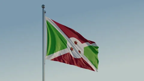 Burundi Gitega Flag seamless loop Cinematic Realistic Waving Blue Sky 스톡 동영상 310014050