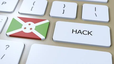 Burundi Hack of Country or Hacker Attack 3D Illustration. Country National Flag Stock Illustration