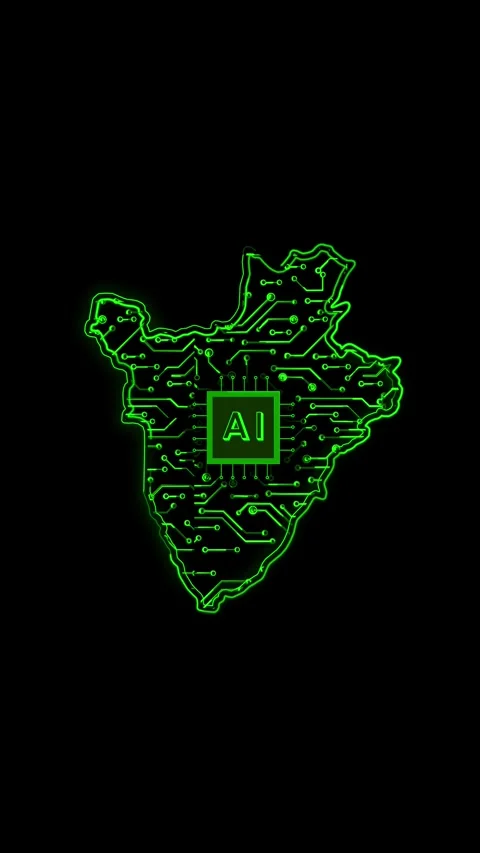 Burundi Map AI Chipset Technology Opener Video stock 337171226