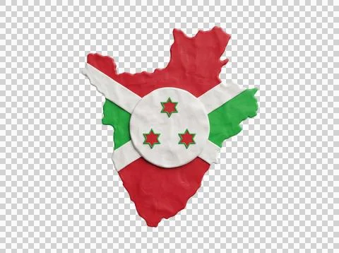 Burundi map clay 3d model flag colors emblem texture art. Stock Photos