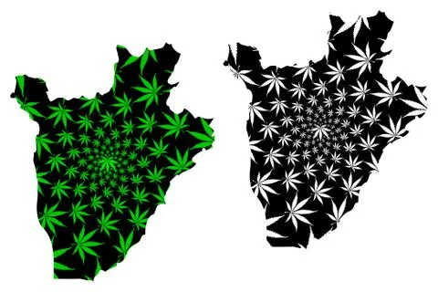 Burundi - map is designed cannabis leaf Stock Illustration
