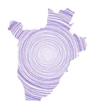 Burundi map filled with concentric circles. Sketch style circles in shape o.. Stock Illustration