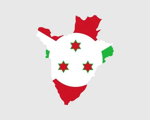 Burundi Map Flag. Map of Burundi with the Burundian country flag. Stock Illustration