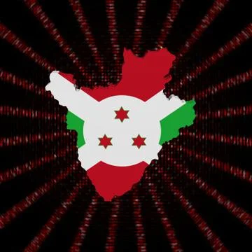 Burundi map flag on red hex code burst illustration 库存插图