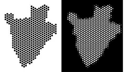 Burundi Map Hex-Tile Scheme 库存插图