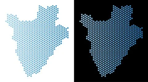 Burundi Map Hexagonal Scheme Ilustração Stock