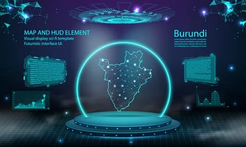 Burundi map light connecting effect background. abstract digital technology.. Stock Illustration