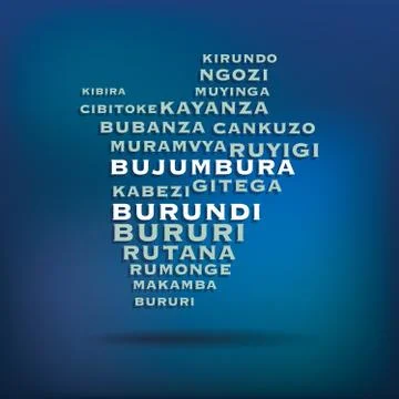 Burundi map made with name of cities Stock Illustration