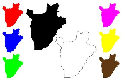 Burundi map vector illustration, scribble sketch Republic of Burundi Stock Illustration