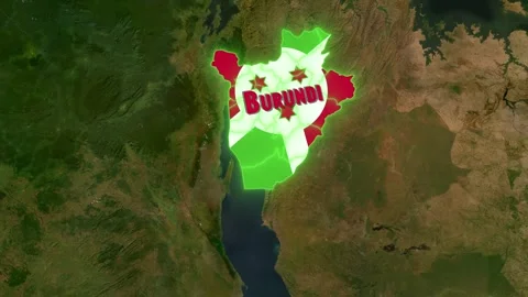 Burundi map zoom animation with flag overlay revealing Lake Tanganyika in A.. Stock Footage 335923160