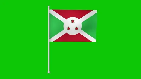 A burundi national ensign waving gently against a vibrant green screen Stock Footage 317543259