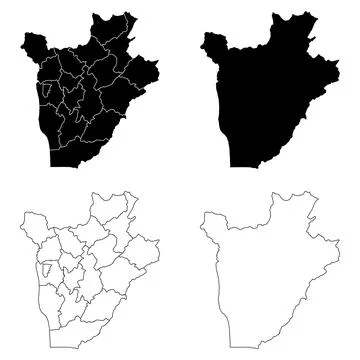 Burundi Outline and Solid Fill Map Set. 스톡 일러스트