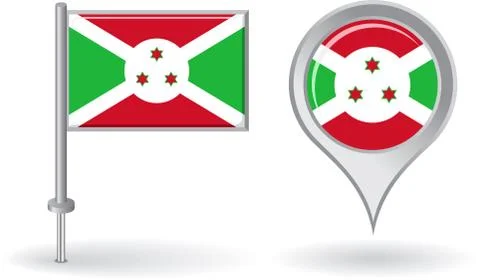 Burundi pin icon and map pointer flag. Vector Stock Illustration
