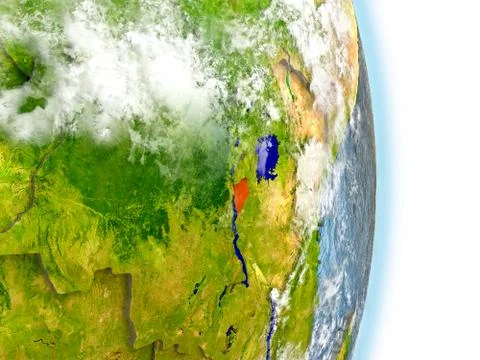 Burundi in red on Earth Stock Illustration