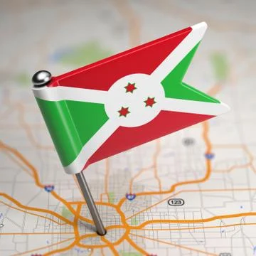 Burundi Small Flag on a Map Background. Stock Illustration