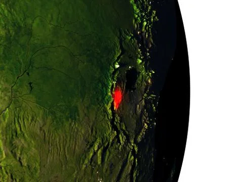 Burundi from space during dusk Stock Illustration