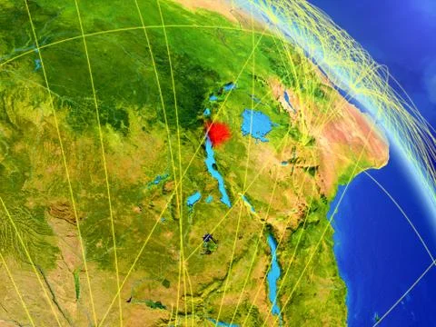 Burundi from space with network Stock Illustration