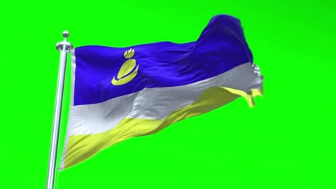Buryatia Flag Waving in Loopable and Textured green screen background Stock Footage 296876520