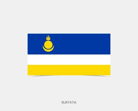 Buryatia Rectangle flag icon with shadow. 스톡 일러스트