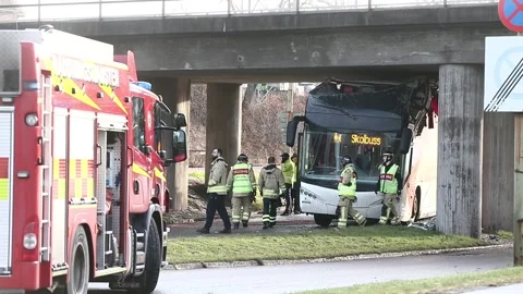 Bus accident, Linköping, Sweden Stock Footage 194933328