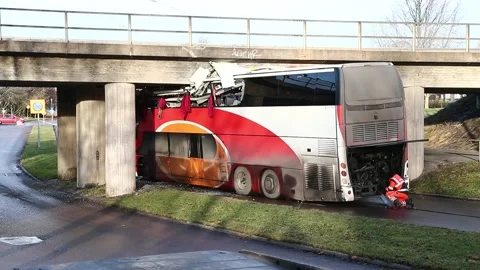 Bus accident, Linköping, Sweden Stock Footage 194933346