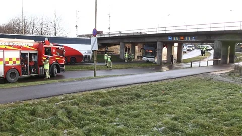 Bus accident, Linköping, Sweden Video stock 194933375