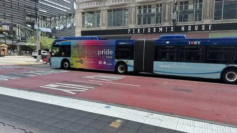 Bus advertisement for World Pride Foto stock