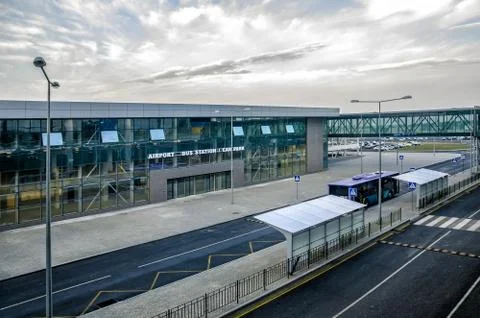 Bus at airport Stock Photos