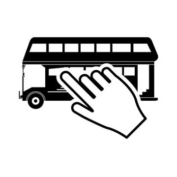 Bus and hand pointer icon Stock Illustration