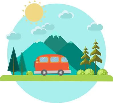 Bus and trevel Stock Illustration