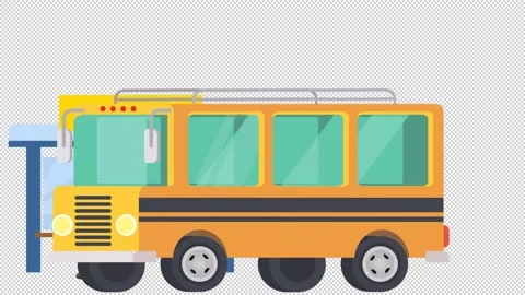 Bus. Animation of a passenger at a bus stop. Cartoon. Stock Footage 302253034