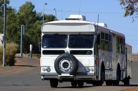 Bus arranged in camp-site Stock Photos