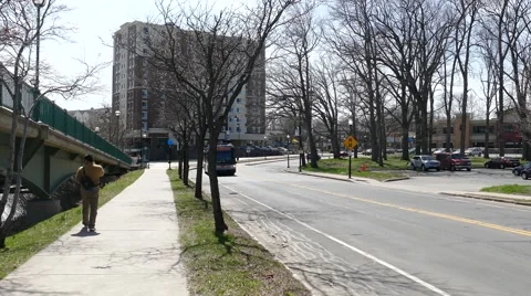  bus arrives Video stock 49338606