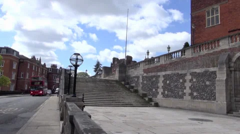 Bus arriving at Harrow school Stock Footage 38128366