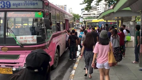 Bus In Bangkok Stock Footage 144434685