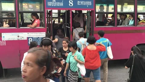 Bus In Bangkok Stock Footage 144434706