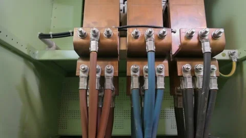 Bus Bar Inside a Switchboard Stock Footage 222283867