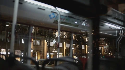 Bus in Barcelona Christmas time Stock Footage 120801358