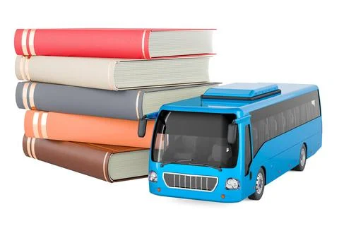 Bus with books, 3D rendering Stock Illustration