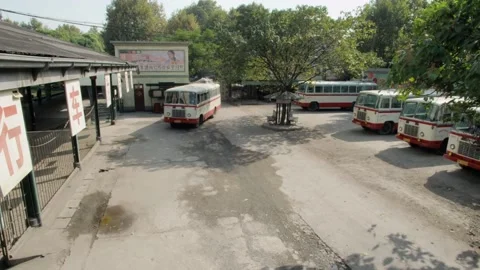 The bus into the bus station Stock Footage 235265125