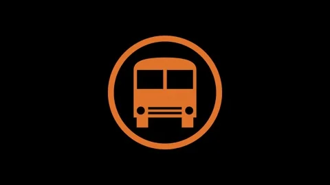 Bus circle shape icon brown color animation on black background Stock Footage 279301626