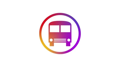 Bus circle shape icon colorful animation on white background Stock Footage 279301630