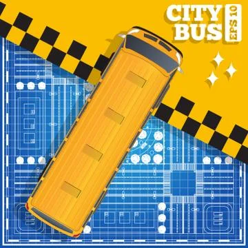 The bus on a city plan. Stock Illustration