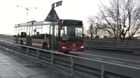 Bus in the city traffic Stock Footage 33738428