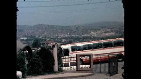 Bus with Cityscape Stock Footage 278100888