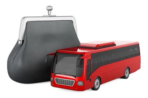 Bus with coin purse, 3D rendering 스톡 일러스트